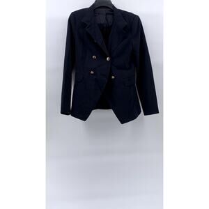 UNBRANDED Women's Navy Double Breasted Notch-Collar Long Sleeve Blazer SZ S